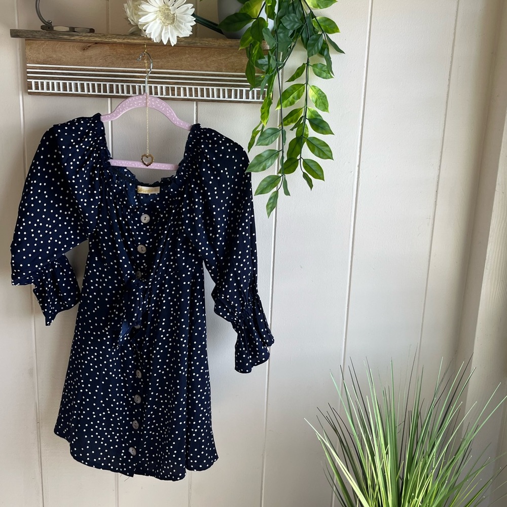 Blue/white polka dotted dress - Picture 5 of 14